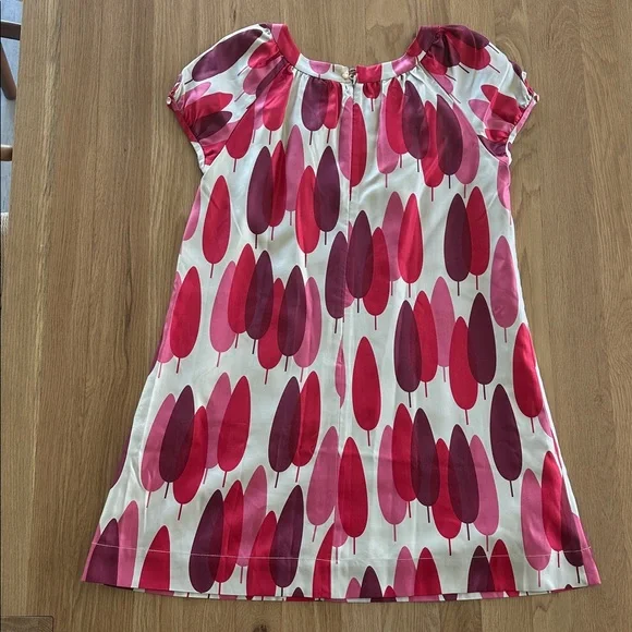Orla Kiely Silk Trees Dress in Red, Pink, Maroon and Cream Size 3 - Picture 2 of 12